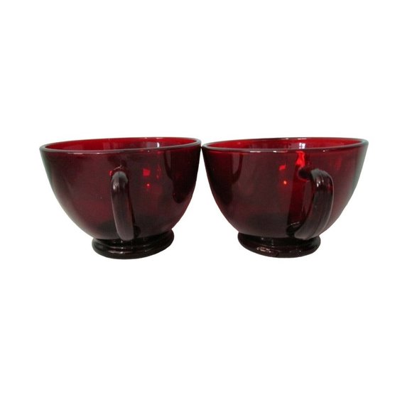 Vintage Anchor Hocking Royal Ruby Red Glass Snack Punch Tea Cups 1938 A Pair EUC - Picture 2 of 12